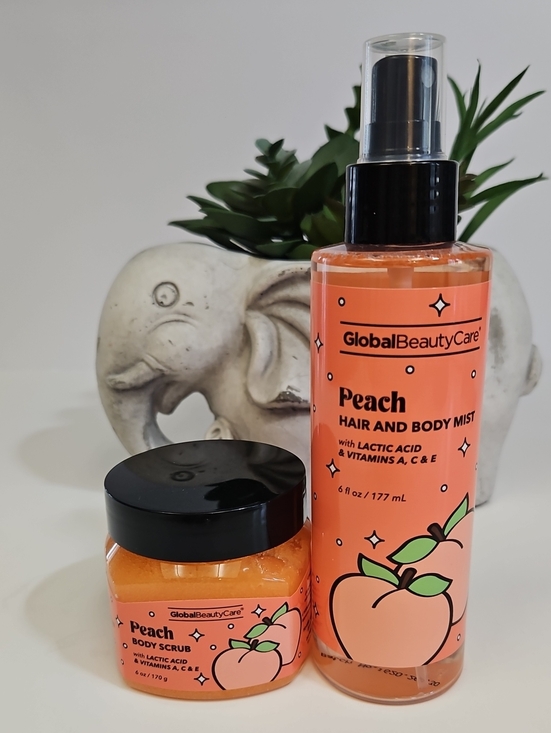 Global Beauty Care Other - Global Beauty Care Peach Hair & Body Mist + Body Scrub Set 2-PIECES